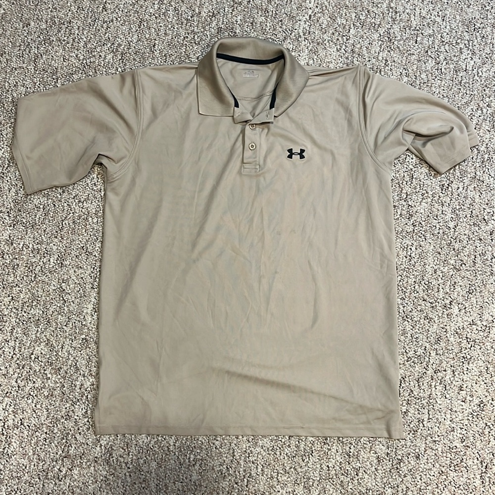 Tan Under Armour Men’s Large Sports Polo